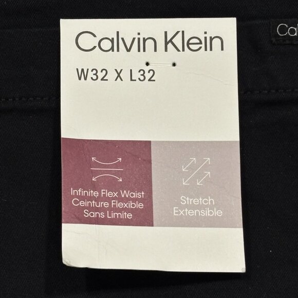 Calvin Klein Chino Pants Mens 32 x 32 Black Slim Fit Straight Flex Waist Cotton - Picture 4 of 13